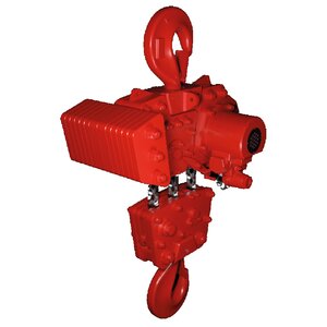 Heavy duty air chain hoist RED ROOSTER TMH with 37.5 tons capacity.