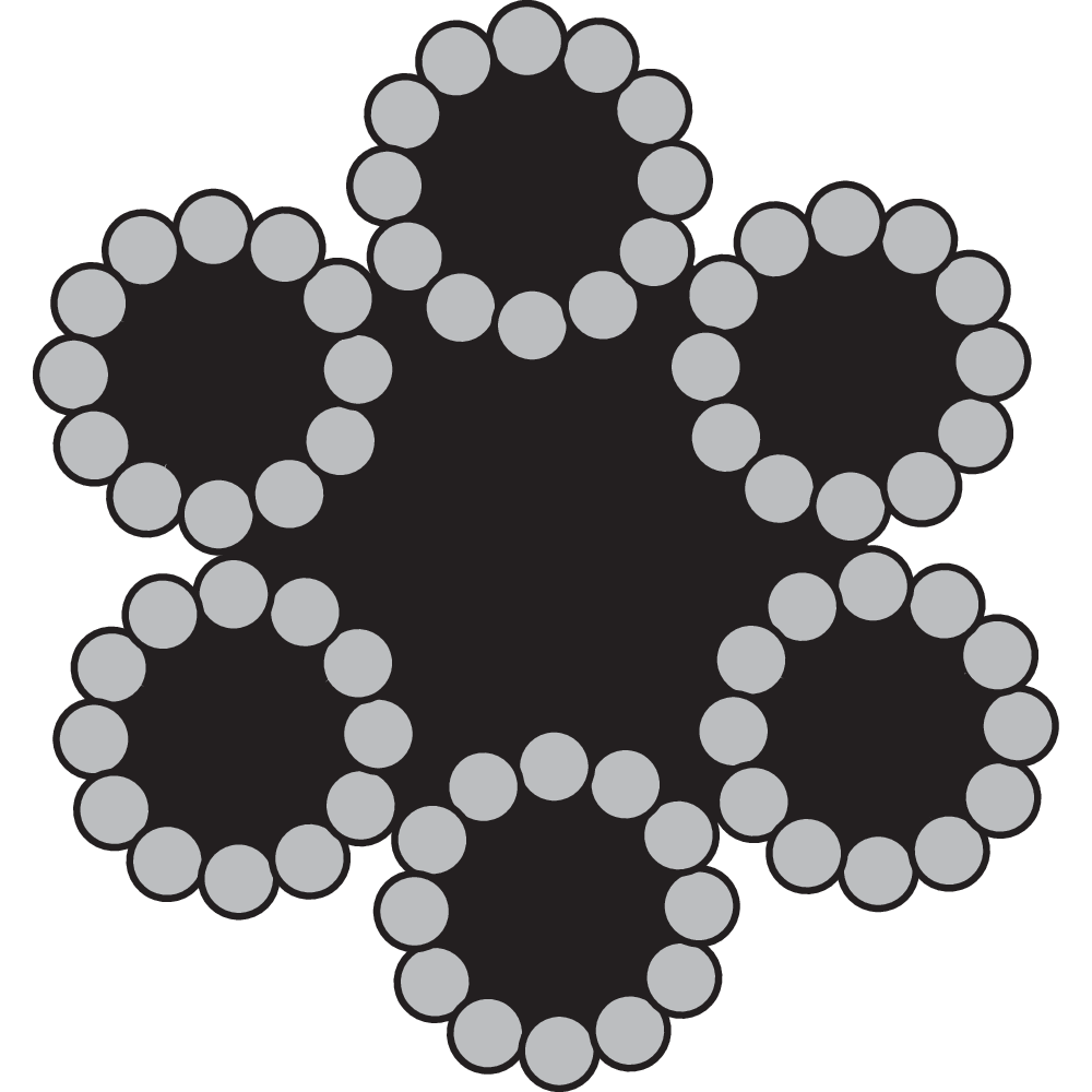Steel wire rope core 6 x 12-7 Fiber Core