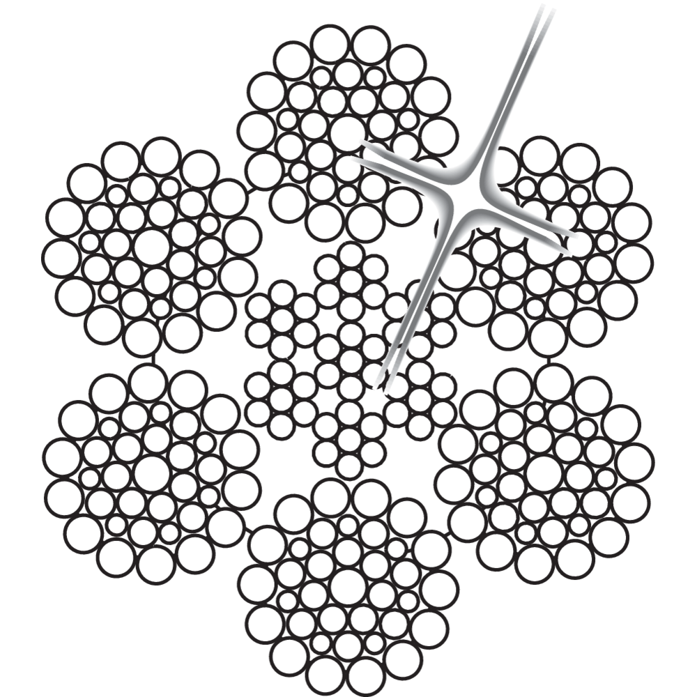 S65 Ropetex Steel Wire Rope 6x36 IWRC cross section